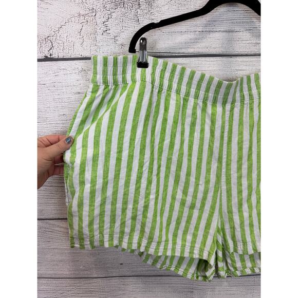 Old Navy Plus Size Green & White Striped Linen Blend Shorts Size 3X - Picture 2 of 7